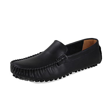 Cow Leather Men Flat Heel Round Toe Comfort Loafers Shoes