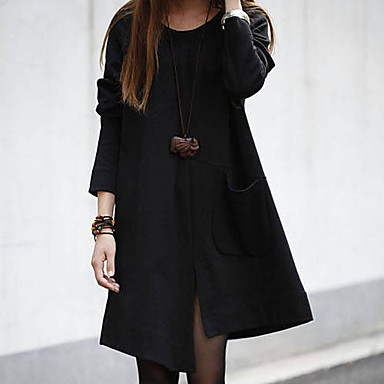 Women Loose Plus A-line Dresses with Pockets Women Loose Plus A-line Dresses with Pockets
