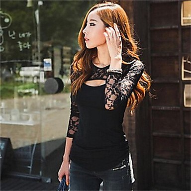 Women Sexy Casual Stretchy Long Sleeve Regular T-shirt