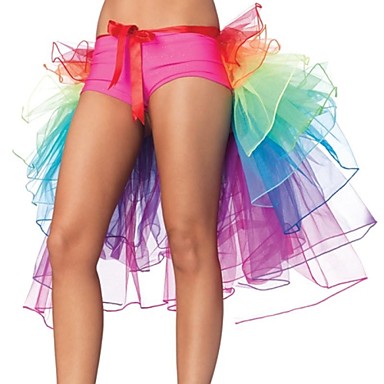 Women Rainbow Mesh Dancewear Tutu Skirt