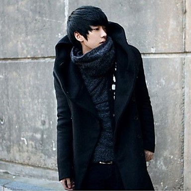 Men Ln More Korean Style Slim Hooded Long Coat Men Ln More Korean Style Slim Hooded Long Coat