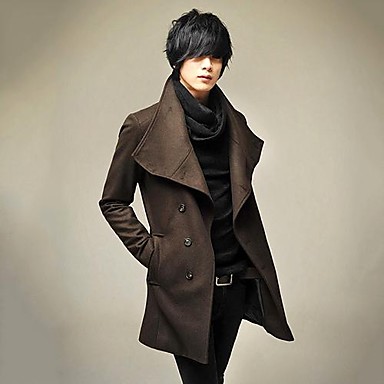 Men Casual Work Pure Long Sleeve Long Trench coat Men Casual Work Pure Long Sleeve Long Trench coat