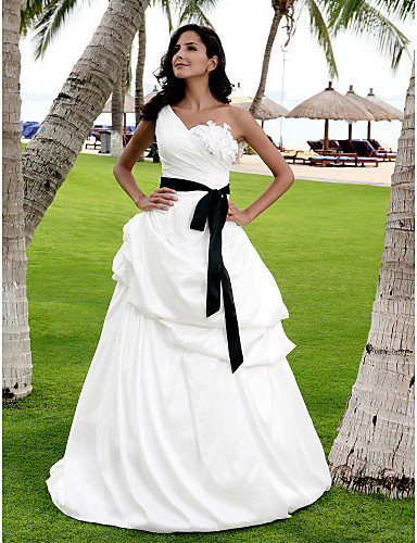 Wedding Dress A Line Floor Length Taffeta One Shoulder Bridal Go Wedding Dress A Line Floor Length Taffeta One Shoulder Bridal Go