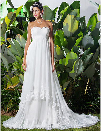 A-line Sweetheart Chapel Train Chiffon Wedding Dress A-line Sweetheart Chapel Train Chiffon Wedding Dress