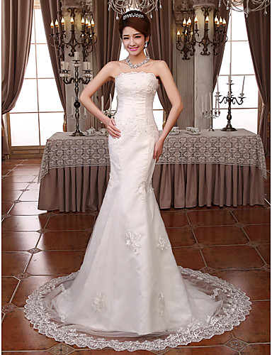 Trumpet Mermaid Strapless Lace Court Train Wedding Dress Trumpet Mermaid Strapless Lace Court Train Wedding Dress