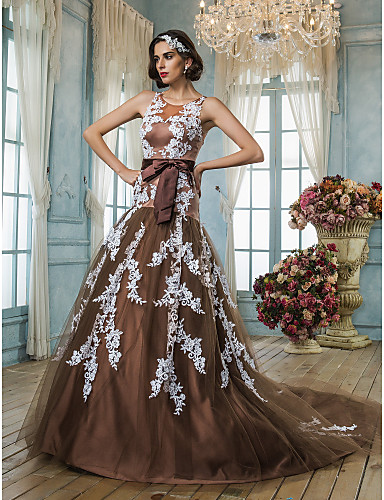 A-line Jewel Tulle Wedding Dress A-line Jewel Tulle Wedding Dress
