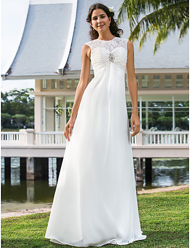 Sheath Column Jewel Floor-length Chiffon Wedding Dress Sheath Column Jewel Floor-length Chiffon Wedding Dress