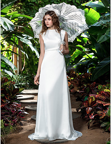 Sheath Column Bateau Sweep Brush Train Chiffon Wedding Dress Sheath Column Bateau Sweep Brush Train Chiffon Wedding Dress