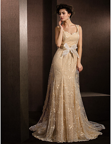 A-line Scoop Chapel Train Lace Wedding Dress A-line Scoop Chapel Train Lace Wedding Dress