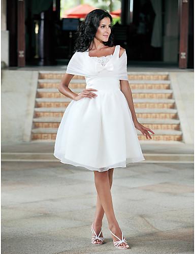 Ball Gown Knee-length Organza Wedding Dress With Wrap Ball Gown Knee-length Organza Wedding Dress With Wrap
