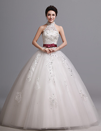 Ball Gown High Neck Floor-length Lace And Tulle Wedding Dress Ball Gown High Neck Floor-length Lace And Tulle Wedding Dress
